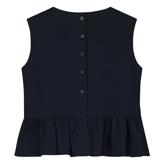 Sleeveless Ruffle Top | Dark Blue