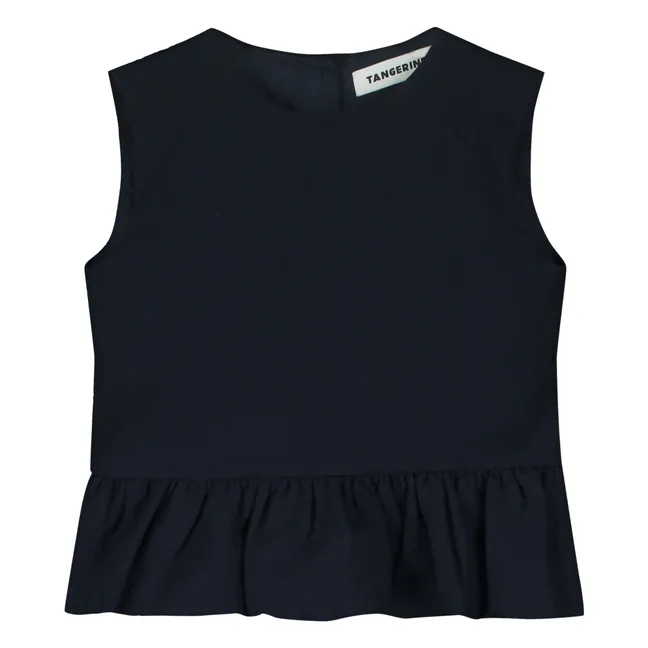 Sleeveless Ruffle Top | Dark Blue