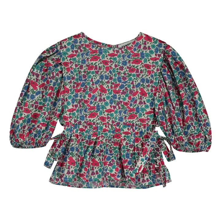 Blusa con mangas abullonadas florales  | Rojo Frambuesa- Imagen del producto n°0
