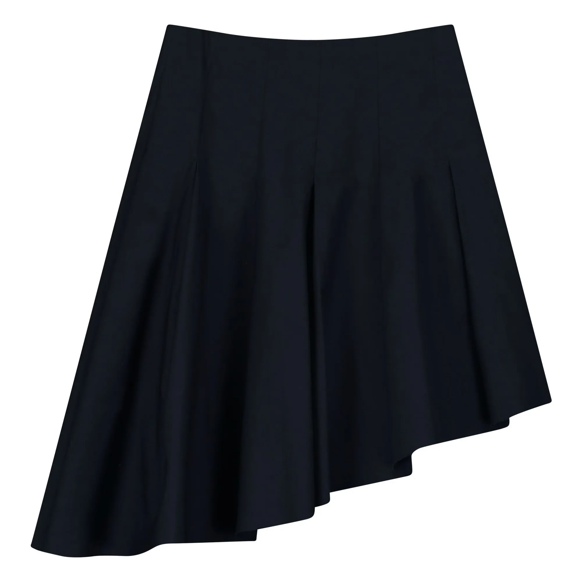 Tangerine Navy Blue Asymmetrical Pleated Skirt