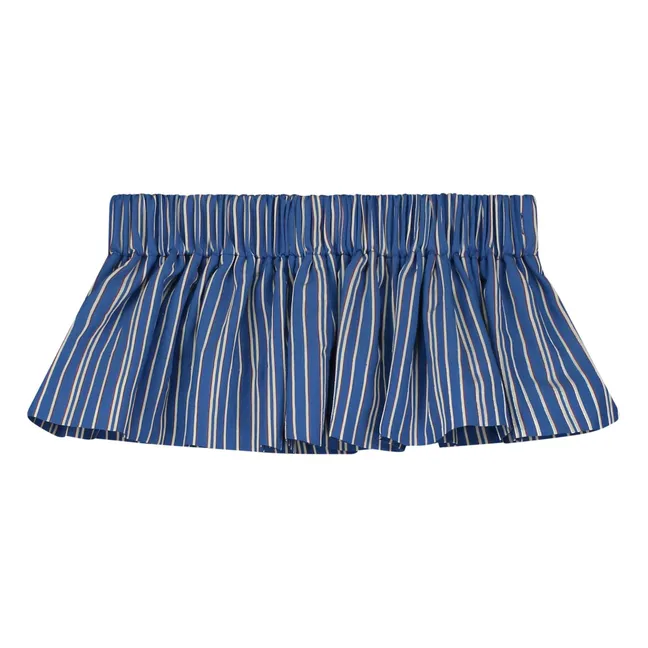 Ärmelloses Rüschen-Top mit Streifen  | Blau