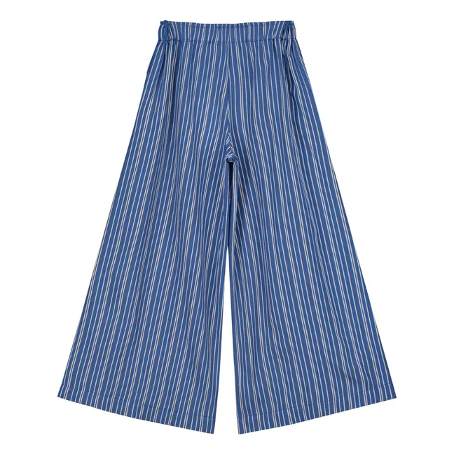 Wide Leg Striped Pants | Blue