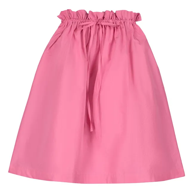 Midirock mit geraffter Taille | Rosa