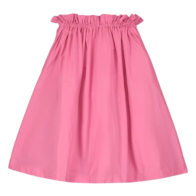 Falda midi con cintura fruncida | Rosa