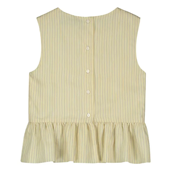 Striped Sleeveless Ruffle Top | Pale yellow