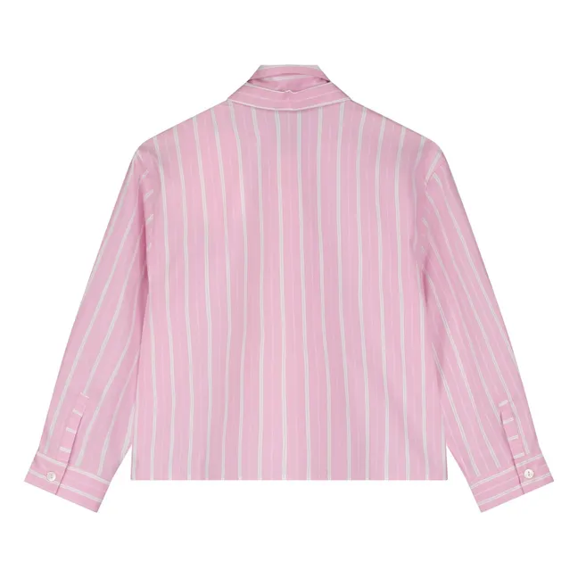 Blouse Nœud Rayée | Rose pâle