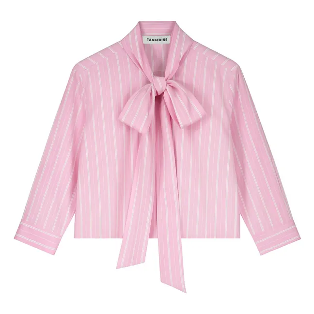 Blouse Nœud Rayée | Rose pâle