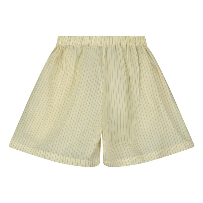 Striped Wide Waist Shorts | Pale yellow