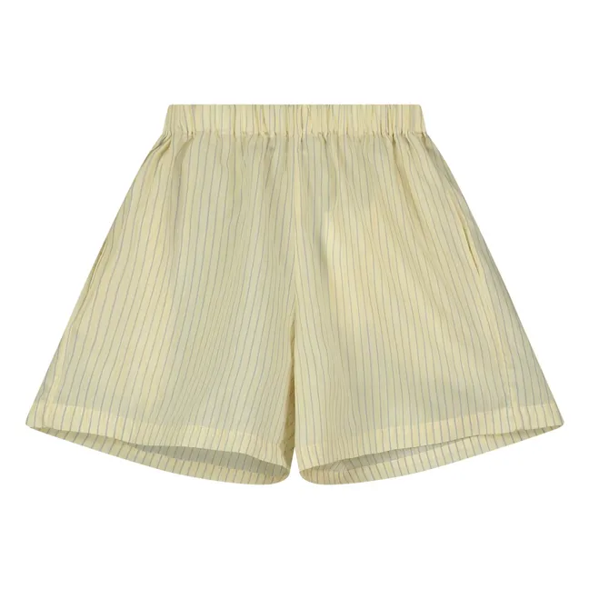 Pantalón corto de rayas y cintura ancha | Amarillo palo