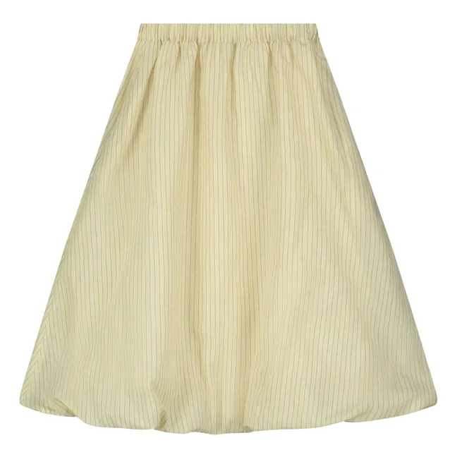 Striped Midi Puff Skirt | Pale yellow