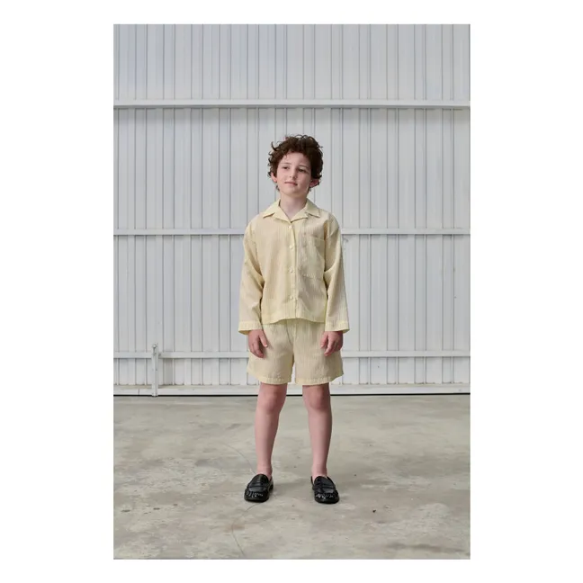 Striped Wide Waist Shorts | Pale yellow