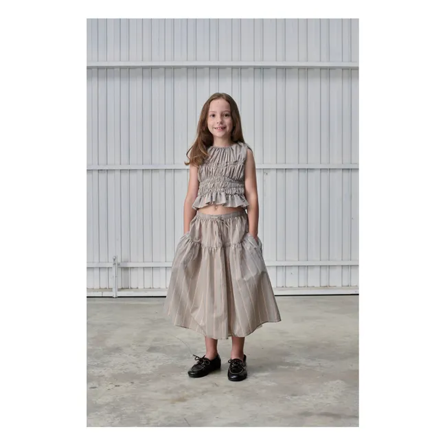 Falda midi de rayas | Gris