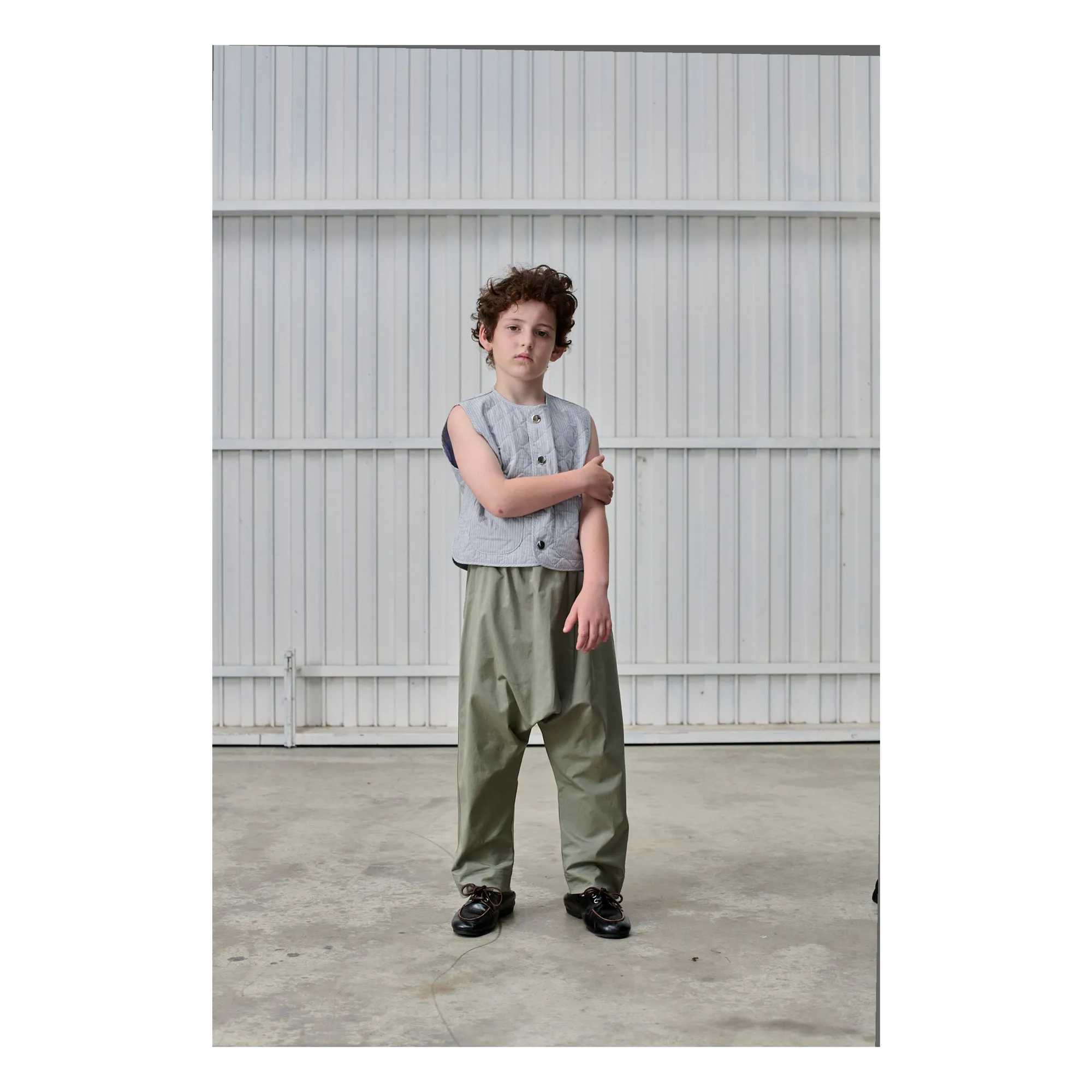 Veste Sans Manches Rayée | Gris clair- Image produit n°2
