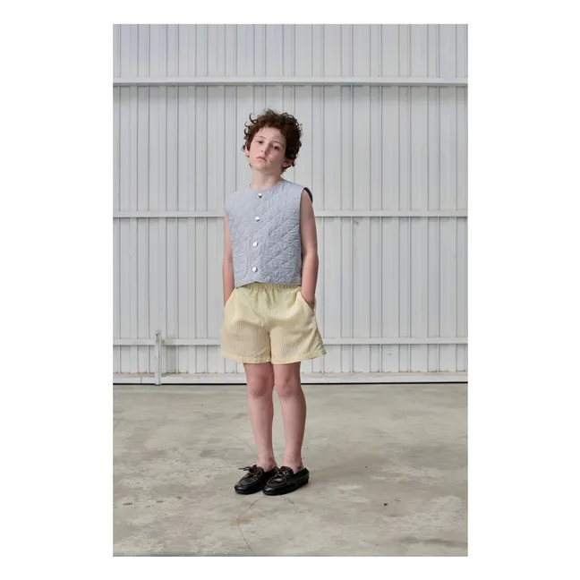 Short Large Taille Elastiquée Rayé | Jaune pâle