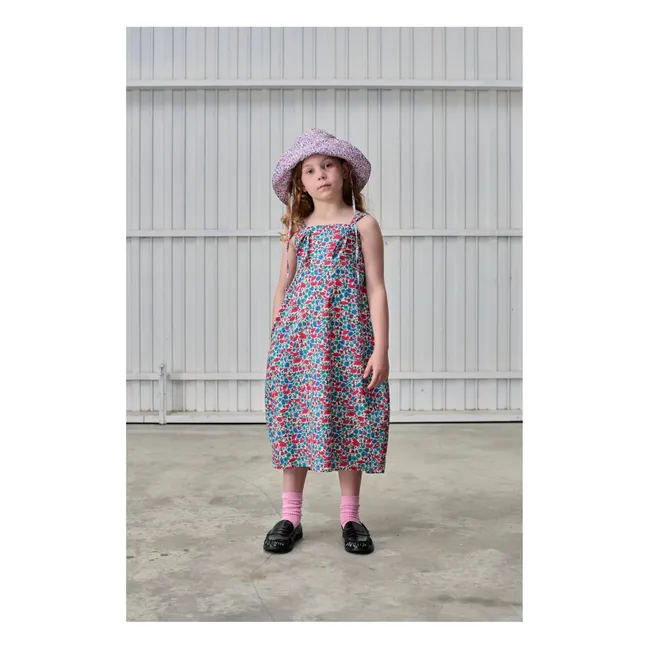 Robe Midi Fleurie | Rouge framboise