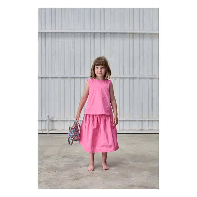 Falda midi con cintura fruncida | Rosa