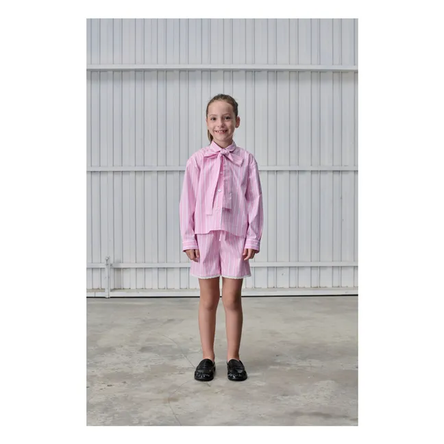 Blouse Nœud Rayée | Rose pâle