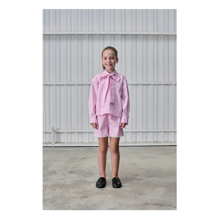 Blusa con lazo a rayas | Rosa Pálido- Imagen del producto n°1