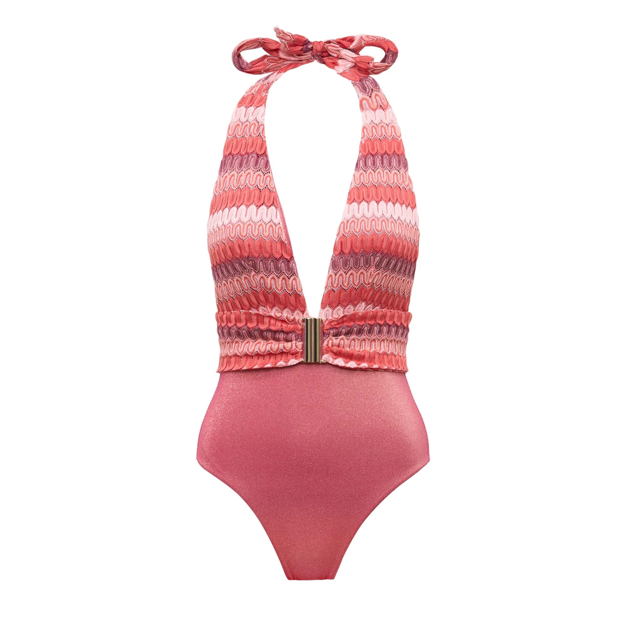 Lison Paris Coral Sunset Crochet 1-Piece Swimsuit