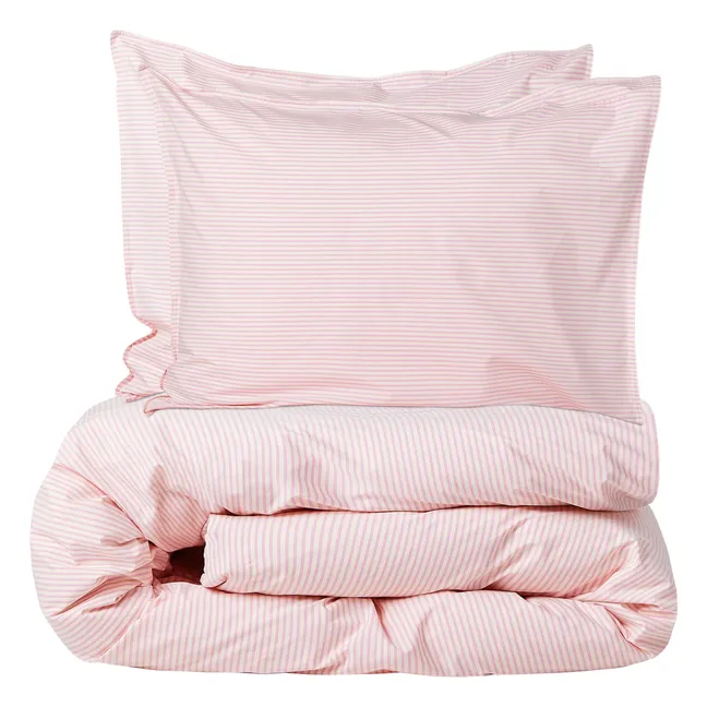Funda de almohada de algodón a rayas | Rosa