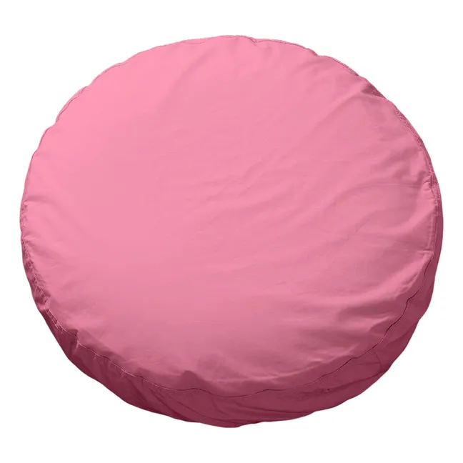 Coussin rond Bigdot en percale organique - Pink Candy | Rose bonbon