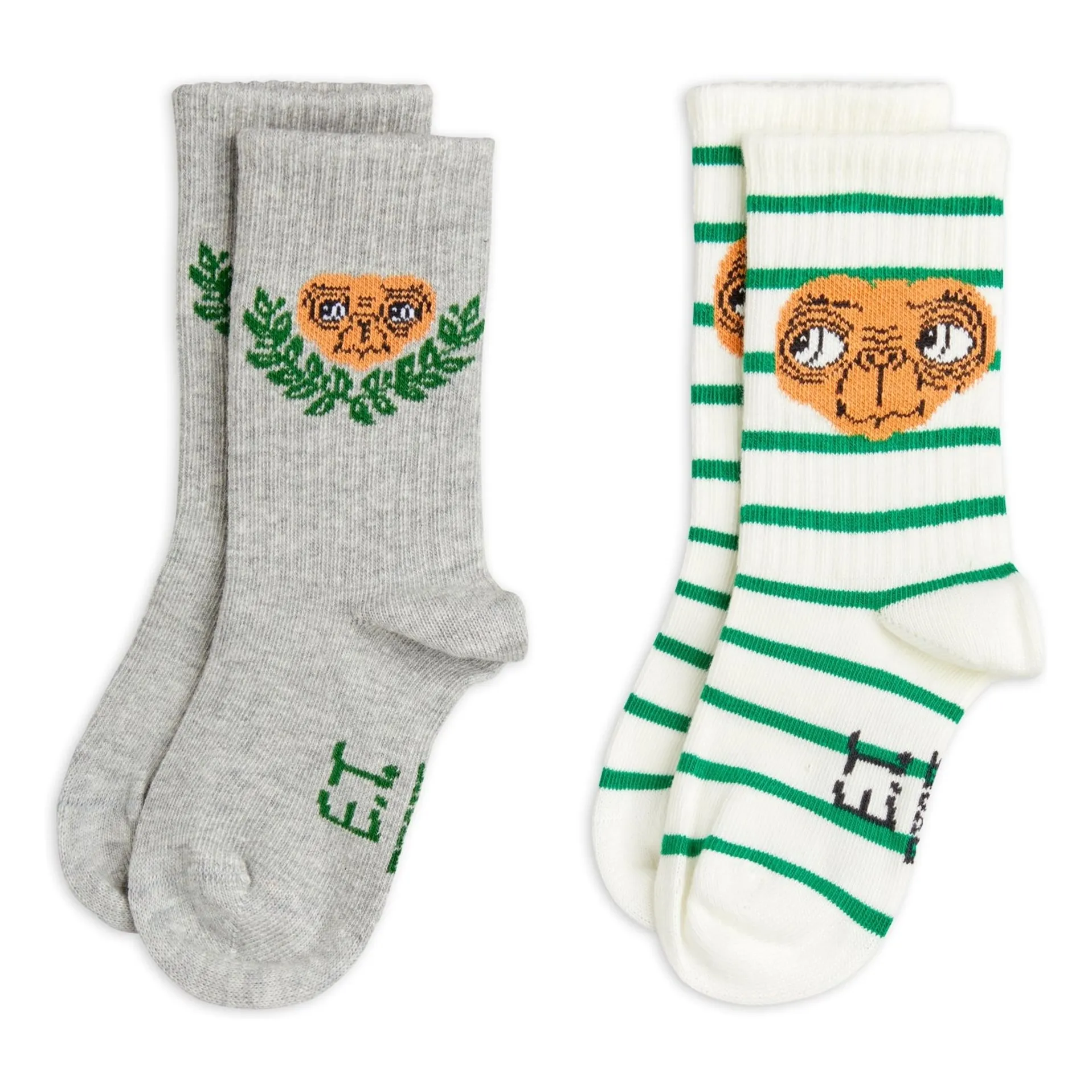 Mini Rodini Heather Grey Set Of 2 Pairs Of E.t. Socks Organic Cotton