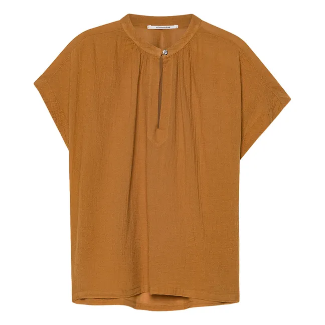 Blusa de manga corta de gasa de algodón orgánico | Albaricoque