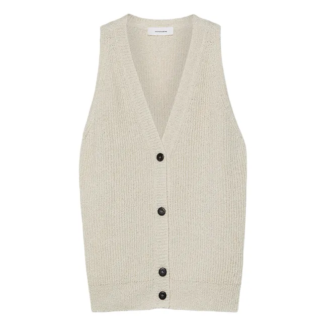 Chaqueta de punto de algodón y lino | Crema