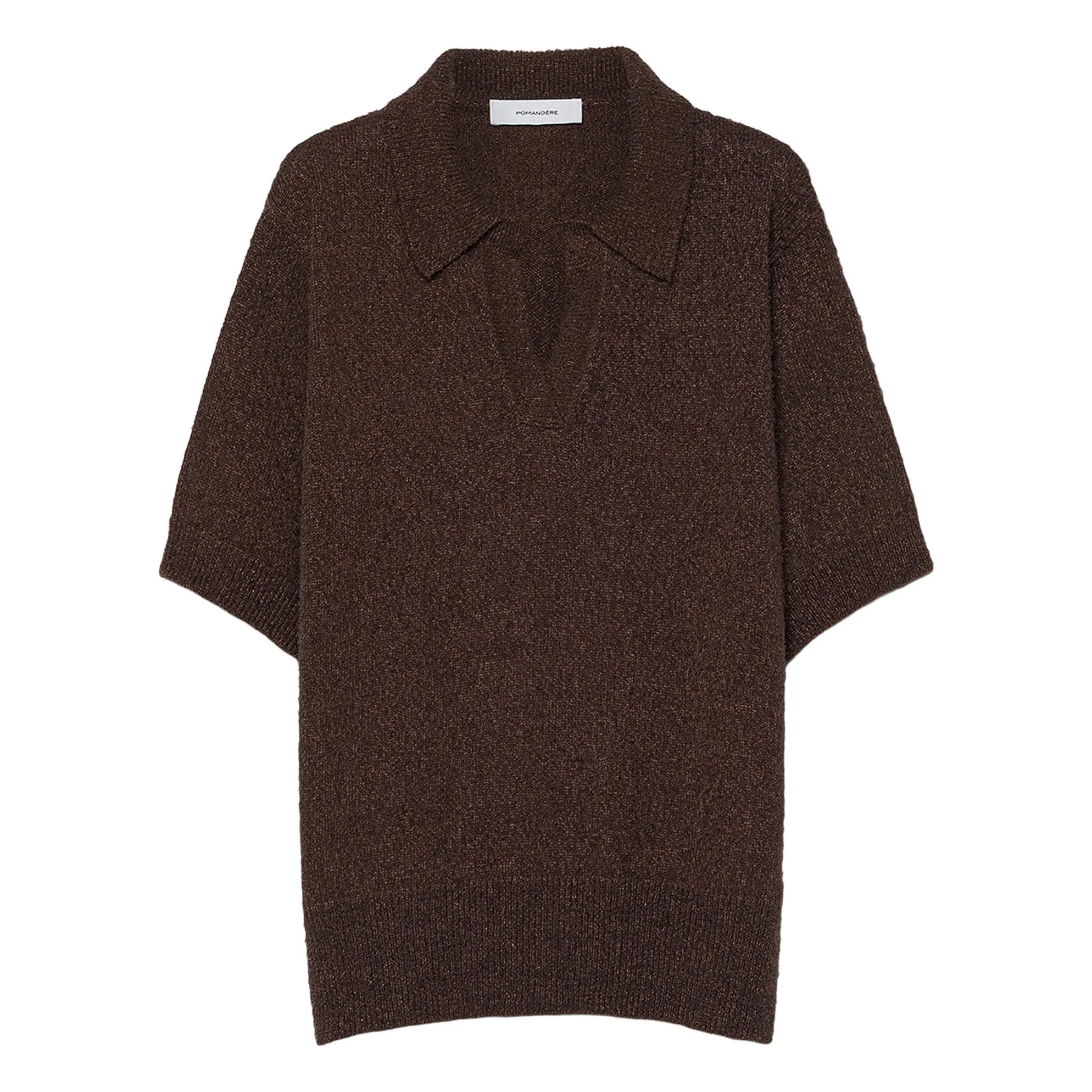 Pomandère Dark Brown Cotton And Linen Polo Sweater