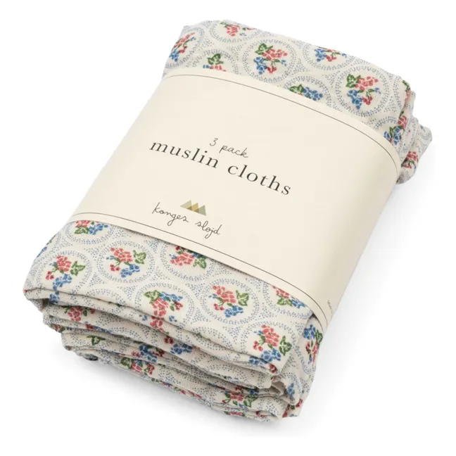 Verona Blues Nappies - Set of 3 | Ecru