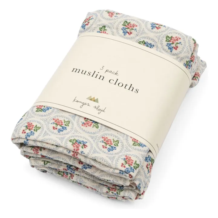 Verona Blues Nappies - Set of 3 | Ecru- Product image n°1