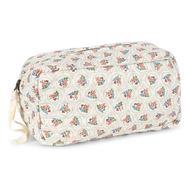 Trousse de toilette en coton bio Verone Blues | Blanc