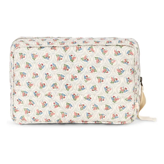 Grande trousse de toilette en coton bio Verone Blues | Blanc