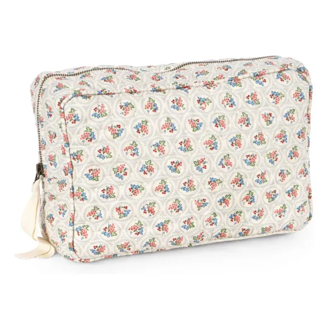 Borsa da toilette grande in cotone biologico Verone Blues | Bianco