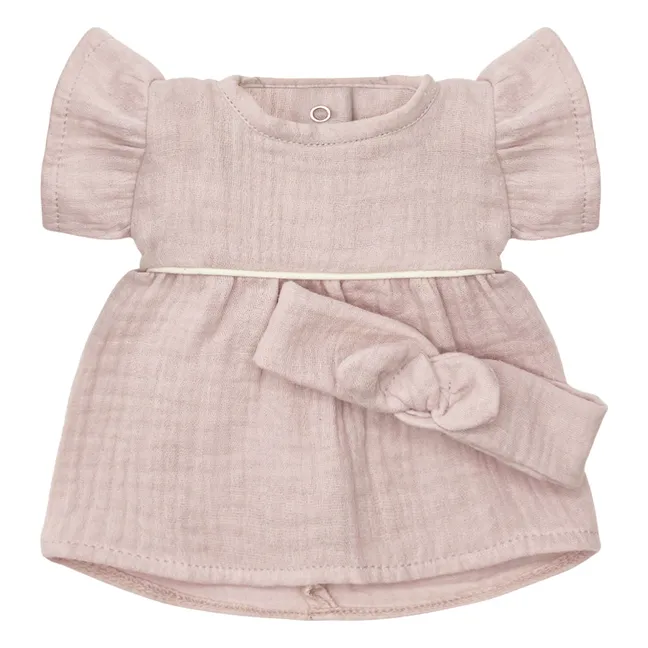 Vestiaire poupée - Robe Daisy et headband gaze de coton | Rose