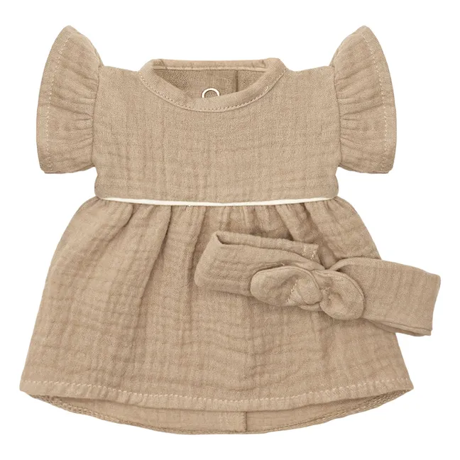 Vestiaire poupée - Daisy dress and cotton gauze headband | Mocha