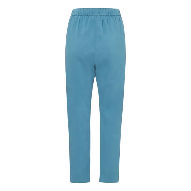 Pantaloni Draper in popeline di cotone | Blu Pavone