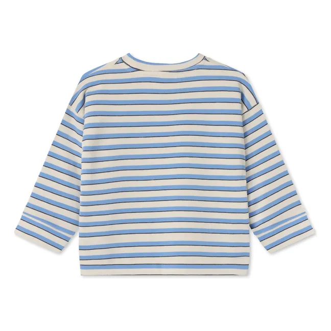 Sudadera de algodón orgánico a rayas Alvin | Azul Cielo