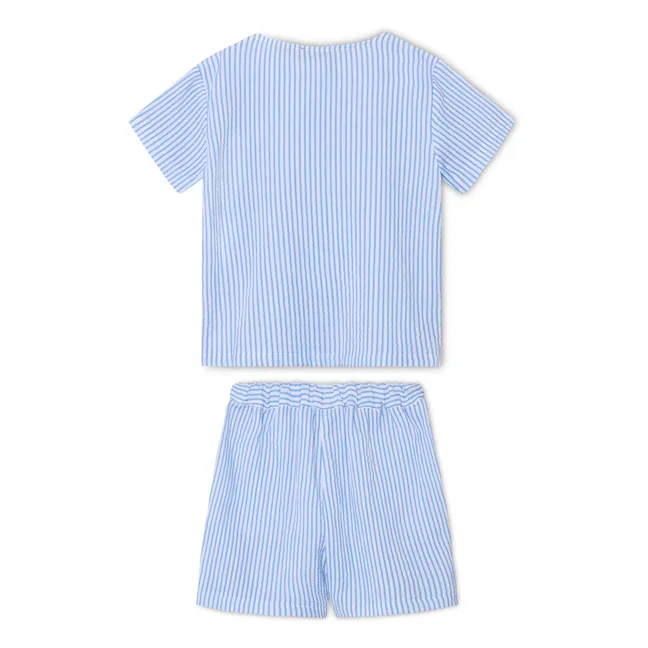Ensemble Short et T-shirt Cha Cha Rayé | Bleu ciel