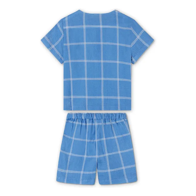 Conjunto de pantalón corto y camiseta a cuadros Cha Cha | Azul