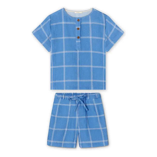 Conjunto de pantalón corto y camiseta a cuadros Cha Cha | Azul