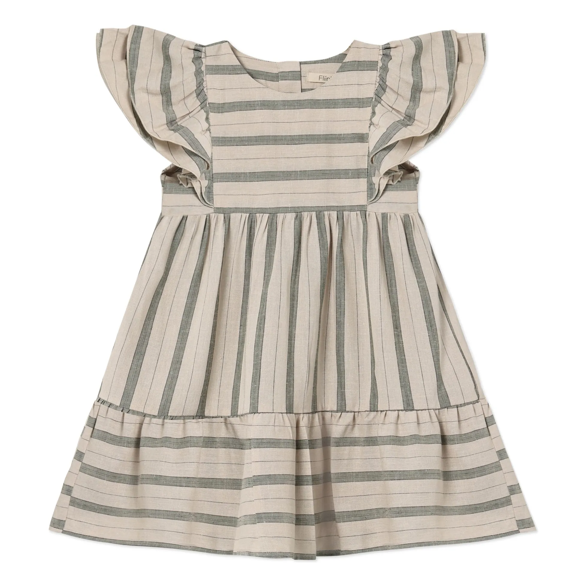 Fliink Ecru Vira Striped Linen Dress
