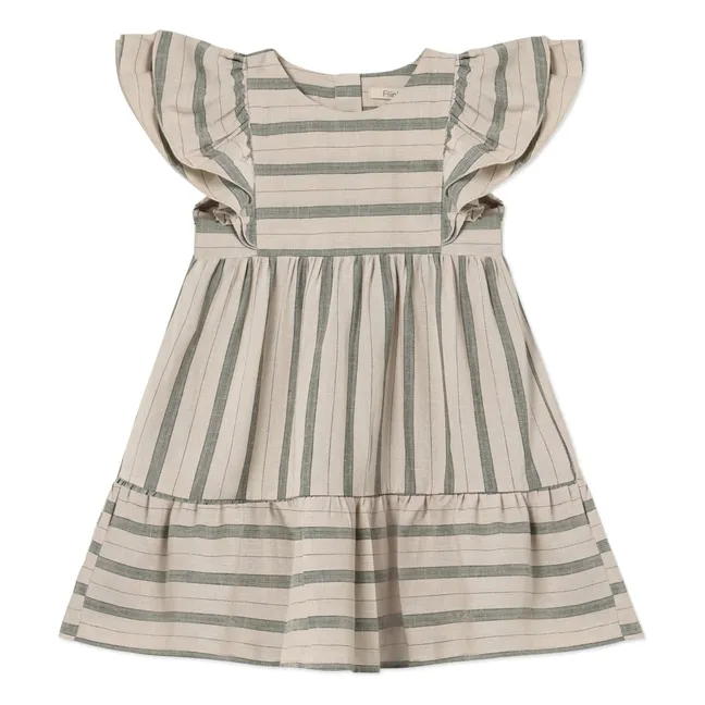 Vestido de lino a rayas Vira | Crudo