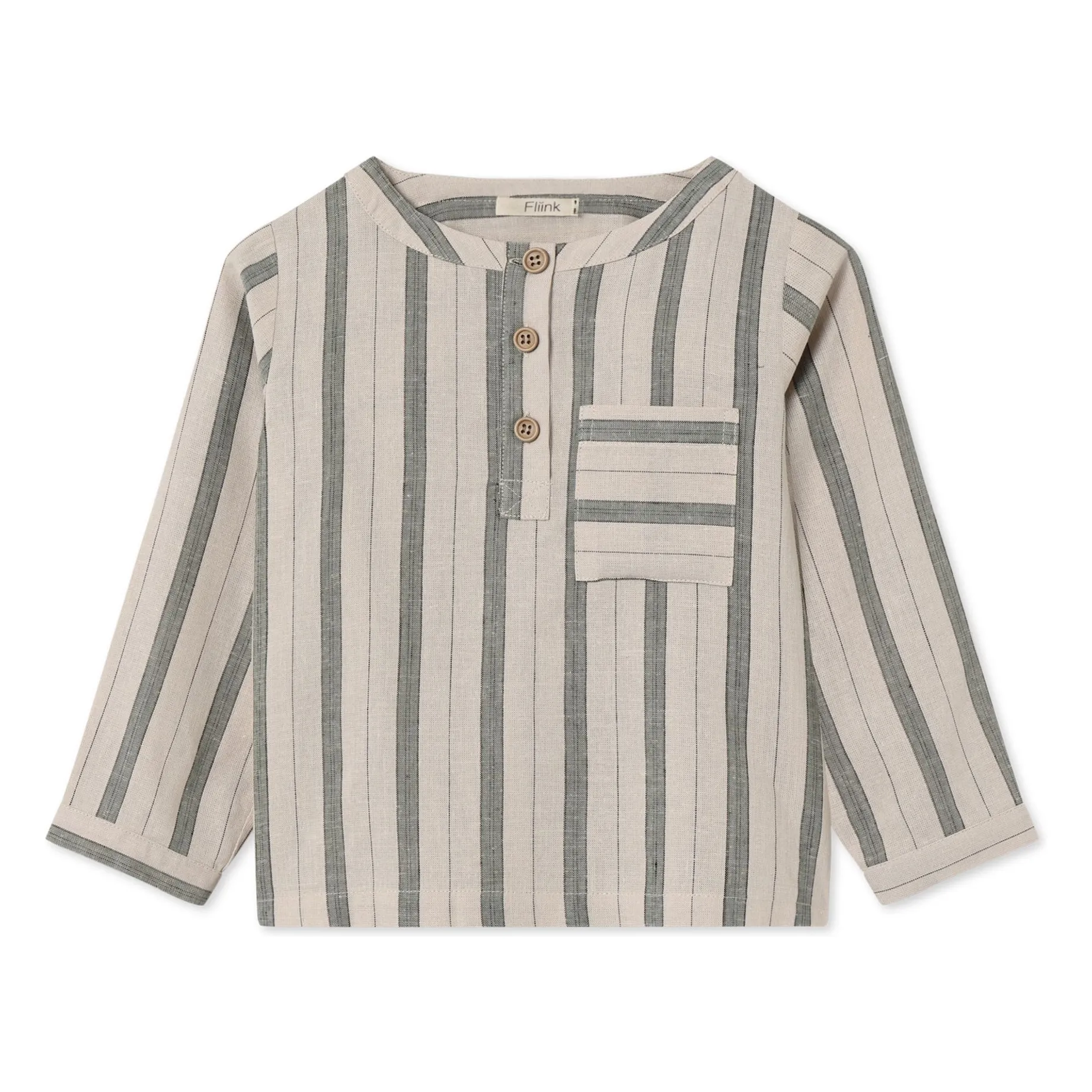 Fliink Ecru Kurta Vira Striped Linen