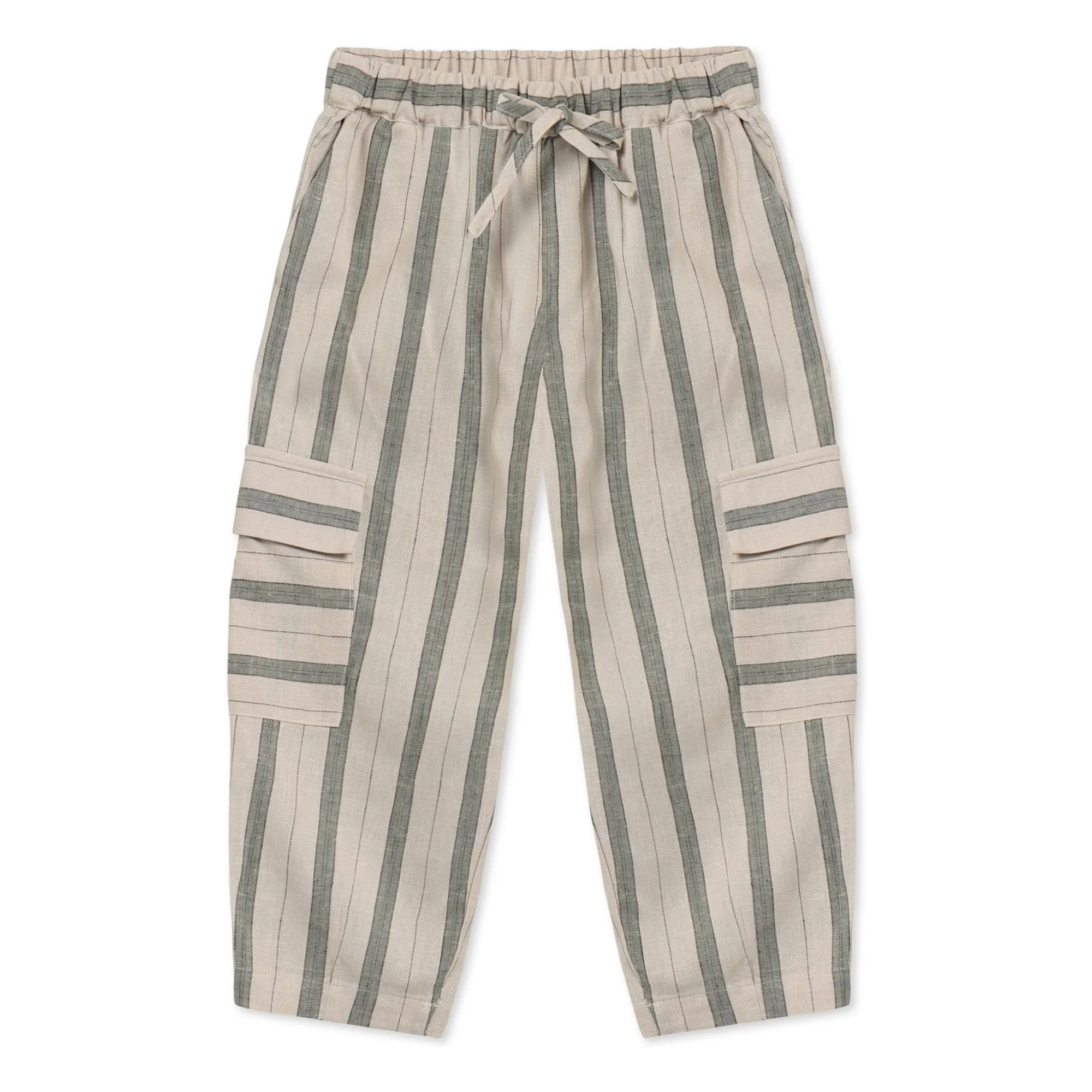Fliink Ecru Vira Striped Linen Cargo Pants