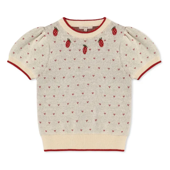 Pull Manches Courtes Bolette Fraises | Ecru