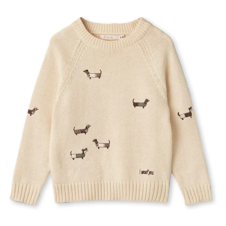 Pull Mahdi Chiens Coton Bio | Ecru- Image produit n°0