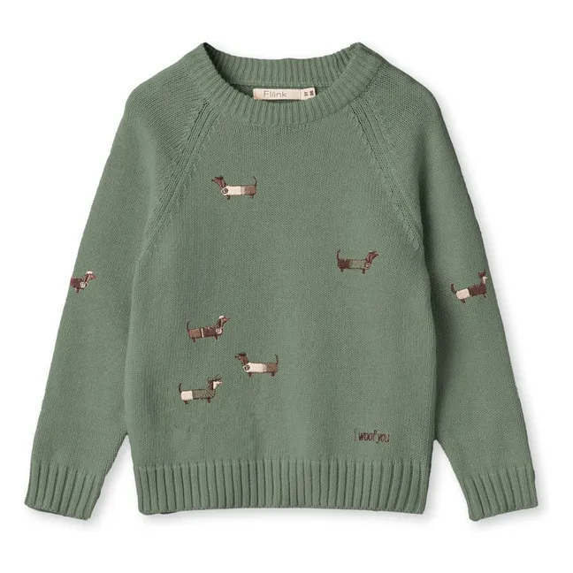 Pull Mahdi Chiens Coton Bio | Vert d'eau