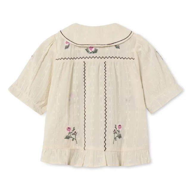 Blouse Dobby Fleurs | Ecru