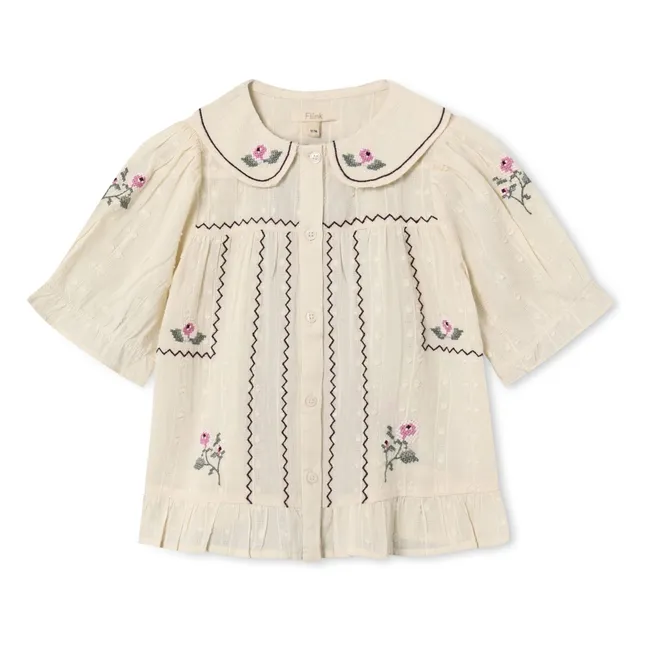 Blouse Dobby Fleurs | Ecru